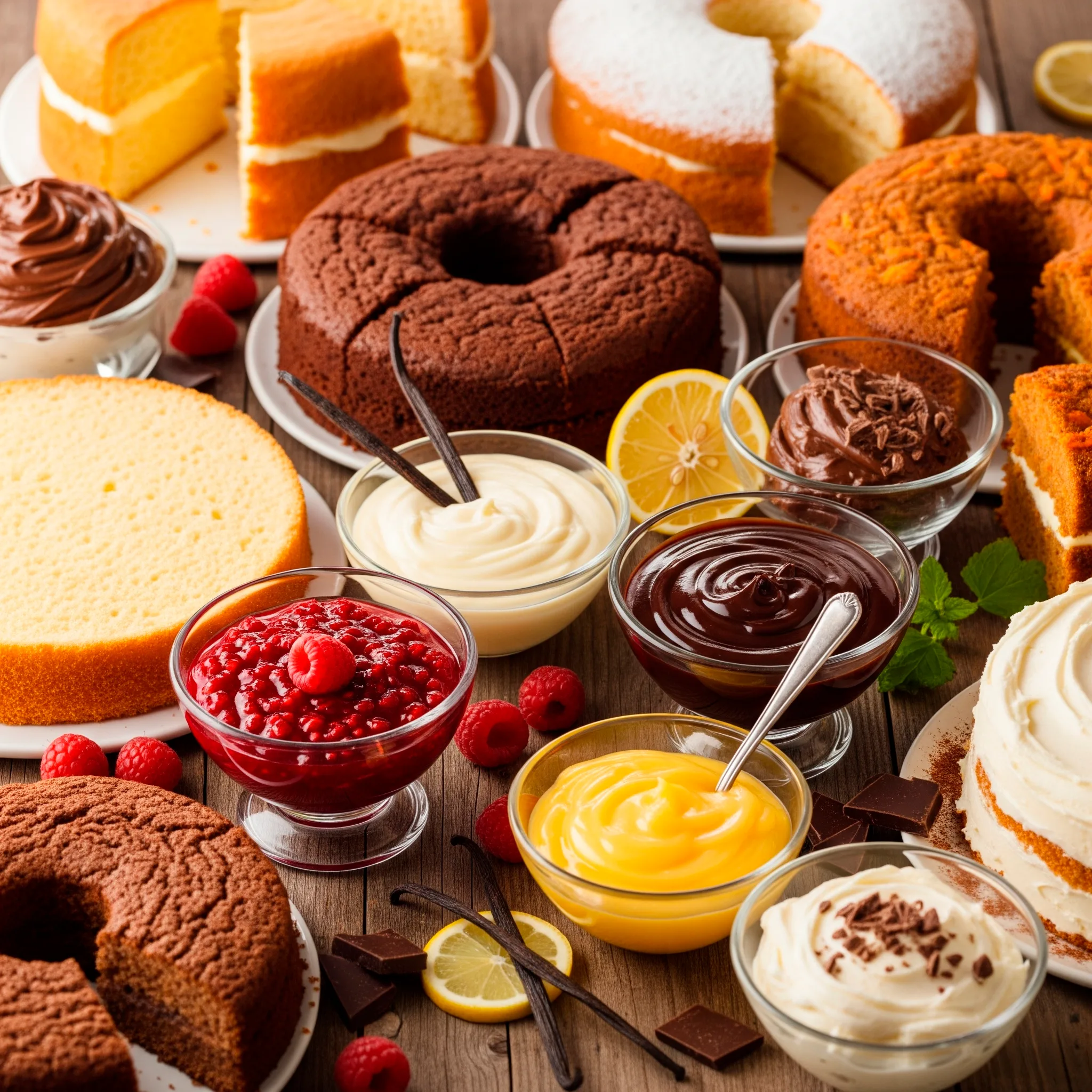 Tipos de bizcochos, rellenos y cubiertas